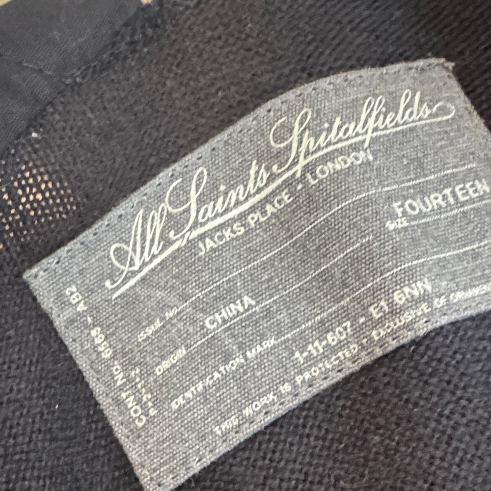 AllSaints Spitalfields Dress Black Sleeveless Women’s Size 14 Authentic Original - Picture 9 of 11